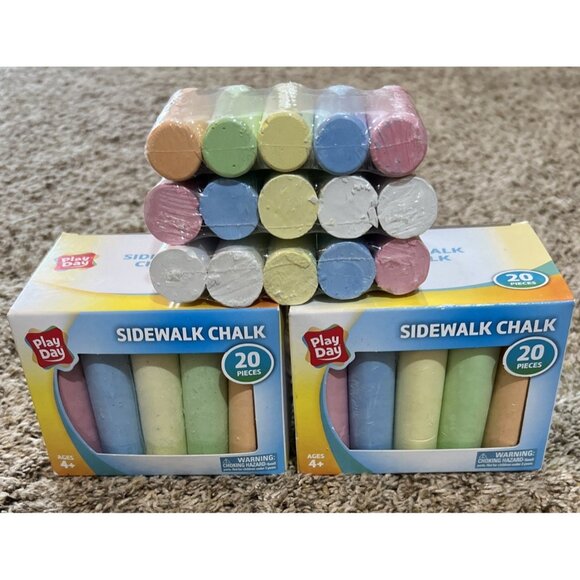 2 Boxes Sidewalk Chalk, 6 Colors Sealed ~ 55 Pieces - Picture 1 of 4